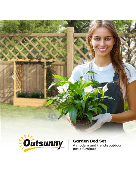 Outsunny Garden Planter with Trellis, Wooden Raised Bed for Garden with Hanging Roof and Drainage Holes, Outdoor Trellis Planter - pic 187149 | FastDaddyshop