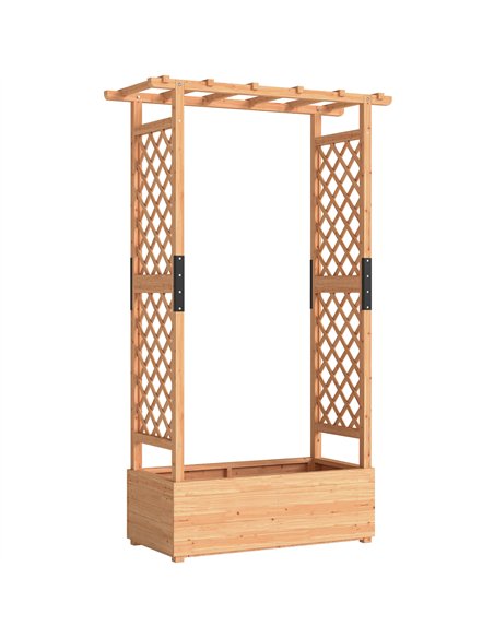 Outsunny Fir Wood 110 x 44 cm Planter and Trellis Garden Bed - pic 187150 | FastDaddyshop