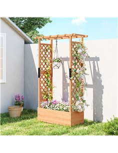 Outsunny Fir Wood 110 x 44 cm Planter and Trellis Garden Bed 2