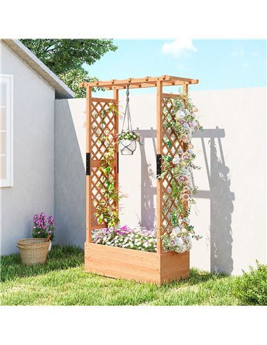 Outsunny Fir Wood 110 x 44 cm Planter and Trellis Garden Bed