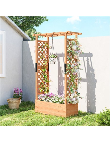 Outsunny Fir Wood 110 x 44 cm Planter and Trellis Garden Bed - pic 187151 | FastDaddyshop
