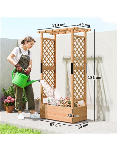 Outsunny Fir Wood 110 x 44 cm Planter and Trellis Garden Bed