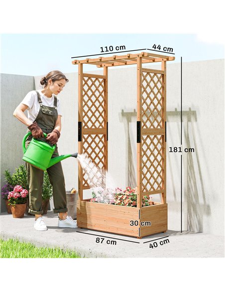 Outsunny Fir Wood 110 x 44 cm Planter and Trellis Garden Bed - pic 187152 | FastDaddyshop