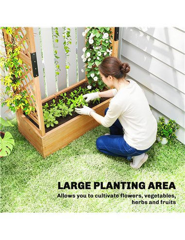 Outsunny Fir Wood 110 x 44 cm Planter and Trellis Garden Bed