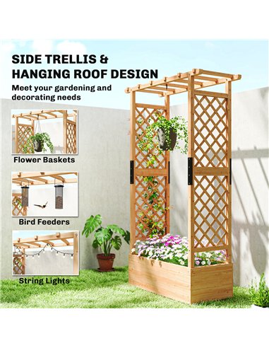 Outsunny Fir Wood 110 x 44 cm Planter and Trellis Garden Bed