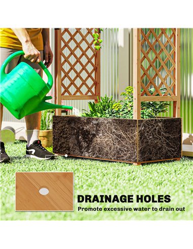 Outsunny Fir Wood 110 x 44 cm Planter and Trellis Garden Bed