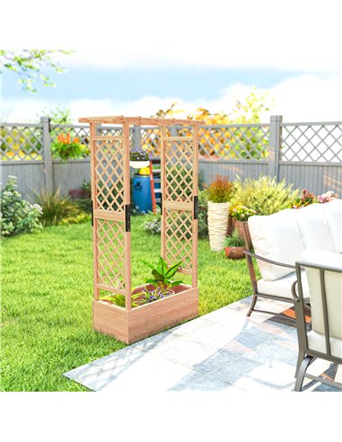 Outsunny Fir Wood 110 x 44 cm Planter and Trellis Garden Bed