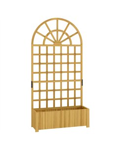 Outsunny Wooden Raised Planter with Trellis, Raised Bed for Garden with Lattice and Drainage Holes for Climbing Plants