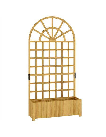 Outsunny Wooden Raised Planter with Trellis, Raised Bed for Garden with Lattice and Drainage Holes for Climbing Plants - pic 187159 | FastDaddyshop