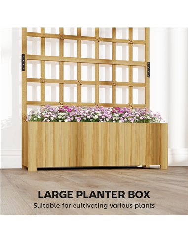 Outsunny Wooden Raised Planter with Trellis, Raised Bed for Garden with Lattice and Drainage Holes for Climbing Plants