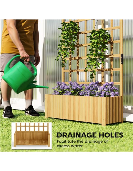 Outsunny Wooden Raised Planter with Trellis, Raised Bed for Garden with Lattice and Drainage Holes for Climbing Plants - pic 187164 | FastDaddyshop