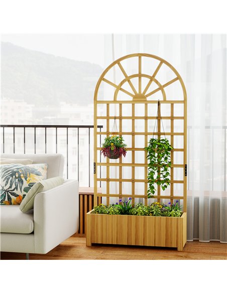 Outsunny Wooden Raised Planter with Trellis, Raised Bed for Garden with Lattice and Drainage Holes for Climbing Plants - pic 187166 | FastDaddyshop