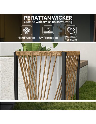 Outsunny Rattan Solar Garden Lights, Auto On/Off LED Floor Lamp, Sand Brown