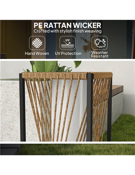 Outsunny Rattan Solar Garden Lights, Auto On/Off LED Floor Lamp, Sand Brown - pic 187182 | FastDaddyshop