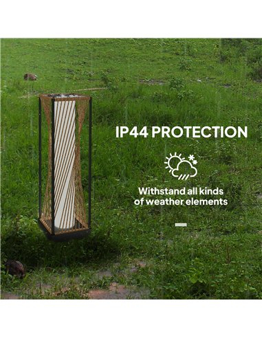 Outsunny Rattan Solar Garden Lights, Auto On/Off LED Floor Lamp, Sand Brown