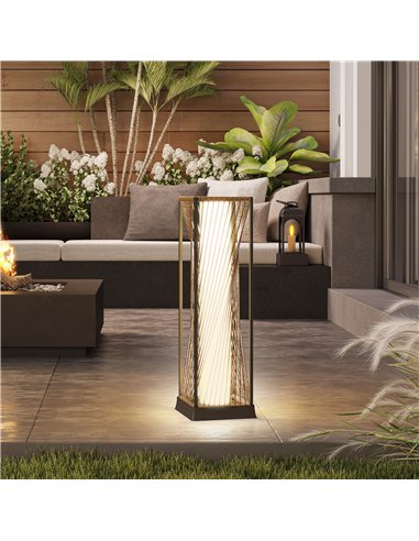 Outsunny Rattan Solar Garden Lights, Auto On/Off LED Floor Lamp, Sand Brown