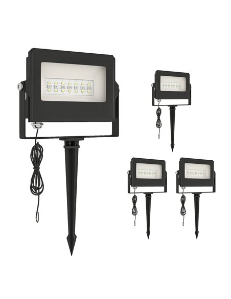 Outsunny 32W LED Floodlights, Linkable 4-Pack Landscape Lighting with Remote Control, RGB Colour Changing, UK Plug, Black - pic 187186 | FastDaddyshop