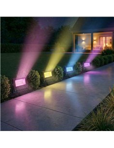 Outsunny 32W LED Floodlights, Linkable 4-Pack Landscape Lighting with Remote Control, RGB Colour Changing, UK Plug, Black 2
