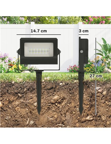 Outsunny 32W LED Floodlights, Linkable 4-Pack Landscape Lighting with Remote Control, RGB Colour Changing, UK Plug, Black