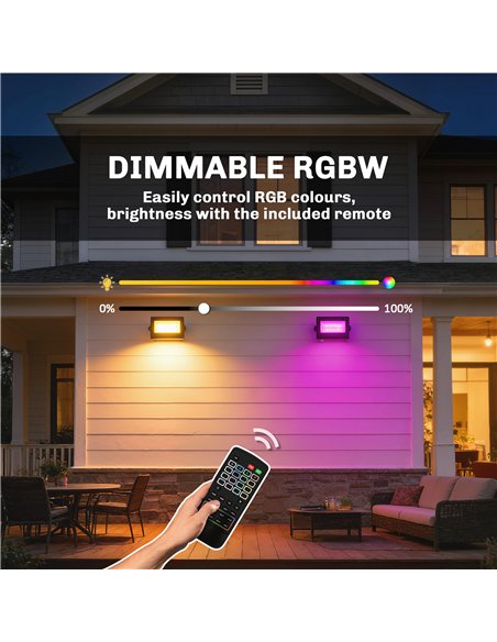 Outsunny 32W LED Floodlights, Linkable 4-Pack Landscape Lighting with Remote Control, RGB Colour Changing, UK Plug, Black - pic 187190 | FastDaddyshop