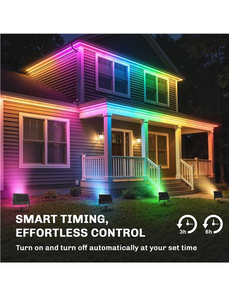 Outsunny 32W LED Floodlights, Linkable 4-Pack Landscape Lighting with Remote Control, RGB Colour Changing, UK Plug, Black - pic 187192 | FastDaddyshop