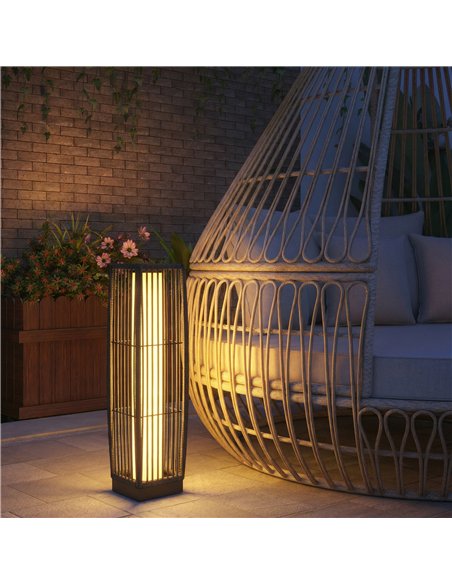 Outsunny Solar Rattan Floor Lamp, Outdoor Garden Lantern with Auto On/Off LED Lights, IP44 for Patio, Terrace, Dark Grey - pic 187196 | FastDaddyshop