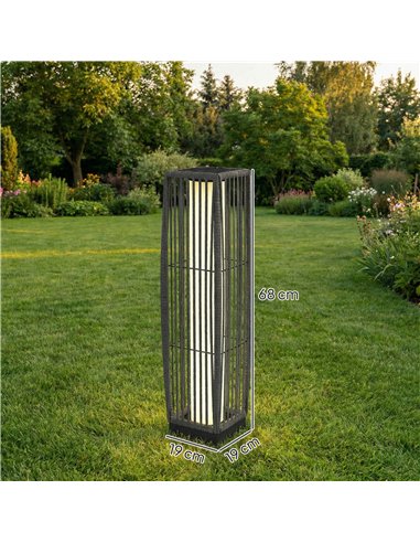 Outsunny Solar Rattan Floor Lamp, Outdoor Garden Lantern with Auto On/Off LED Lights, IP44 for Patio, Terrace, Dark Grey