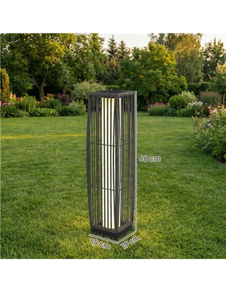 Outsunny Solar Rattan Floor Lamp, Outdoor Garden Lantern with Auto On/Off LED Lights, IP44 for Patio, Terrace, Dark Grey - pic 187197 | FastDaddyshop