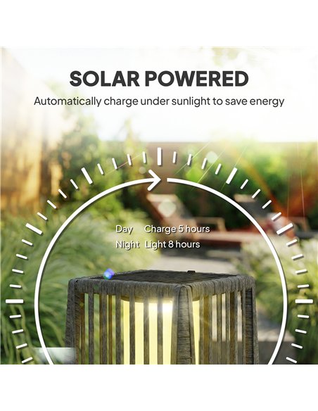 Outsunny Solar Rattan Floor Lamp, Outdoor Garden Lantern with Auto On/Off LED Lights, IP44 for Patio, Terrace, Dark Grey - pic 187198 | FastDaddyshop