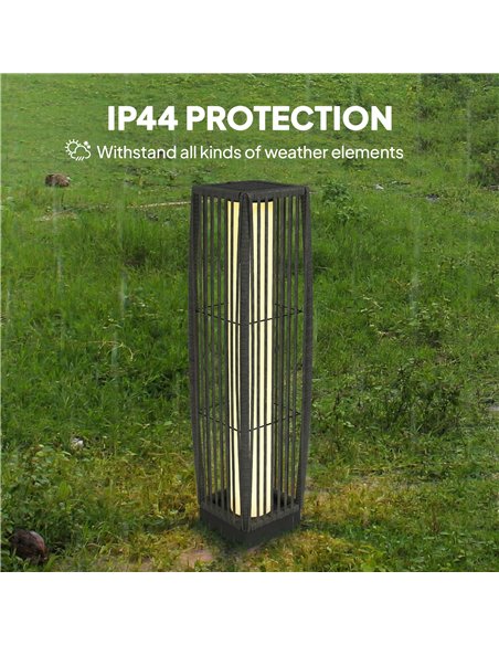 Outsunny Solar Rattan Floor Lamp, Outdoor Garden Lantern with Auto On/Off LED Lights, IP44 for Patio, Terrace, Dark Grey - pic 187201 | FastDaddyshop