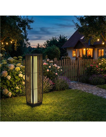 Outsunny Solar Rattan Floor Lamp, Outdoor Garden Lantern with Auto On/Off LED Lights, IP44 for Patio, Terrace, Dark Grey - pic 187202 | FastDaddyshop