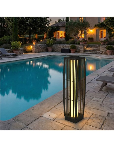 Outsunny Solar Rattan Floor Lamp, Outdoor Garden Lantern with Auto On/Off LED Lights, IP44 for Patio, Terrace, Dark Grey - pic 187203 | FastDaddyshop