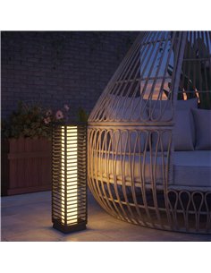 Outsunny Garden Rattan Lamp, 68 cm Solar Rattan Floor Lamp, Solar Garden Light with Auto On/Off LEDs, IP44 Waterproof, Black 2