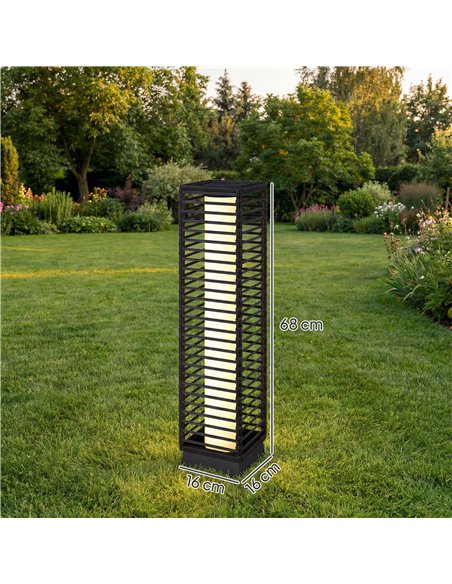 Outsunny Garden Rattan Lamp, 68 cm Solar Rattan Floor Lamp, Solar Garden Light with Auto On/Off LEDs, IP44 Waterproof, Black - pic 187206 | FastDaddyshop