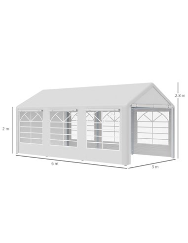 Outsunny 6x3m Garden Gazebo Marquee with Heavy Duty Steel Frame, Waterproof, White