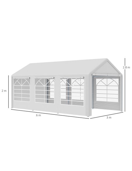 Outsunny 6x3m Garden Gazebo Marquee with Heavy Duty Steel Frame, Waterproof, White - pic 18721 | FastDaddyshop