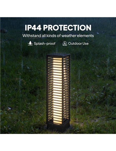 Outsunny Garden Rattan Lamp, 68 cm Solar Rattan Floor Lamp, Solar Garden Light with Auto On/Off LEDs, IP44 Waterproof, Black - pic 187210 | FastDaddyshop