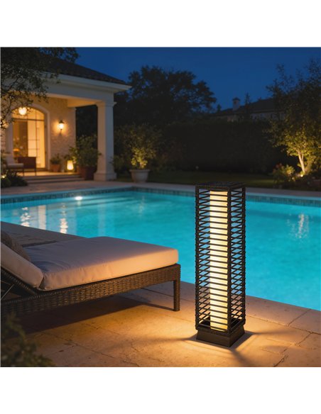 Outsunny Garden Rattan Lamp, 68 cm Solar Rattan Floor Lamp, Solar Garden Light with Auto On/Off LEDs, IP44 Waterproof, Black - pic 187211 | FastDaddyshop