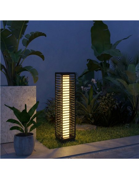 Outsunny Garden Rattan Lamp, 68 cm Solar Rattan Floor Lamp, Solar Garden Light with Auto On/Off LEDs, IP44 Waterproof, Black - pic 187212 | FastDaddyshop