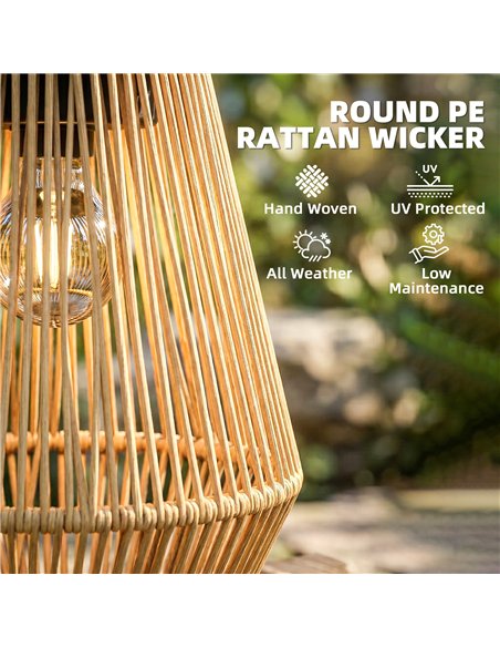 Outsunny Hanging Solar Lanterns, 2 Pack Rattan Solar Lights with Handle for Patio, Pathway, Terrace, Auto On/Off, Brown - pic 187218 | FastDaddyshop