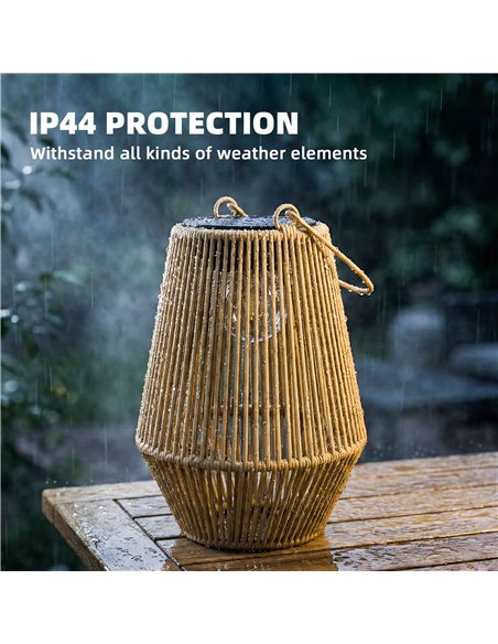 Outsunny Hanging Solar Lanterns, 2 Pack Rattan Solar Lights with Handle for Patio, Pathway, Terrace, Auto On/Off, Brown - pic 187219 | FastDaddyshop