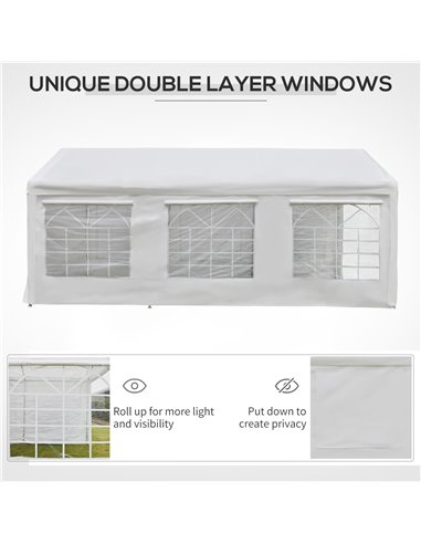 Outsunny 6x3m Garden Gazebo Marquee with Heavy Duty Steel Frame, Waterproof, White