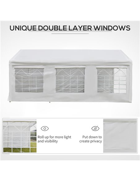 Outsunny 6x3m Garden Gazebo Marquee with Heavy Duty Steel Frame, Waterproof, White - pic 18722 | FastDaddyshop