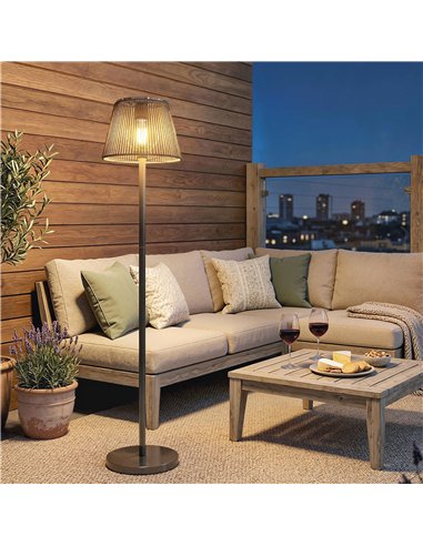 Outsunny Outdoor Solar Floor Lamp, Adjustable Height Rechargeable Floor Lamp IP44 Waterproof