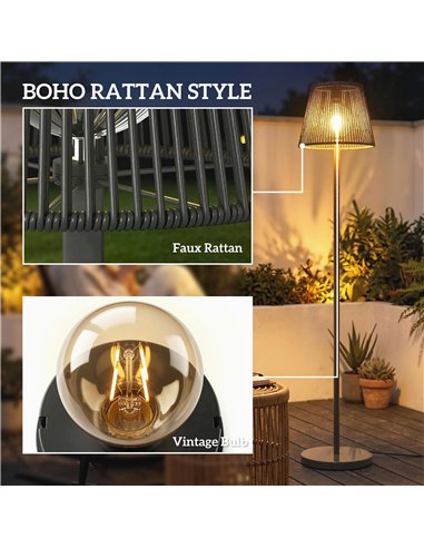 Outsunny Outdoor Solar Floor Lamp, Adjustable Height Rechargeable Floor Lamp IP44 Waterproof