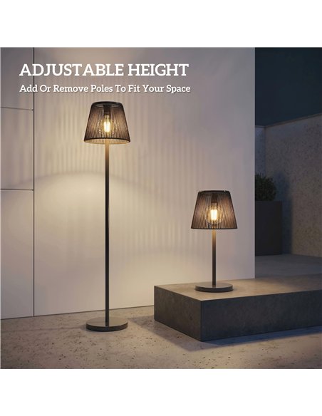 Outsunny Outdoor Solar Floor Lamp, Adjustable Height Rechargeable Floor Lamp IP44 Waterproof - pic 187228 | FastDaddyshop