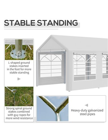 Outsunny 6x3m Garden Gazebo Marquee with Heavy Duty Steel Frame, Waterproof, White