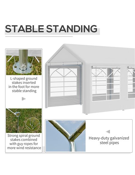 Outsunny 6x3m Garden Gazebo Marquee with Heavy Duty Steel Frame, Waterproof, White - pic 18723 | FastDaddyshop