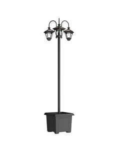 Outsunny Solar Lamp Post with Dusk-to-Dawn Sensor Street Light with 3-Head Planter 185 cm Black