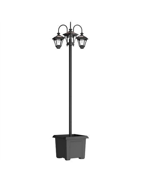 Outsunny Solar Lamp Post with Dusk-to-Dawn Sensor Street Light with 3-Head Planter 185 cm Black - pic 187231 | FastDaddyshop